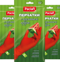 Перчатки резиновые Paclan с ароматом арбуза, S, M, L, 1 пара