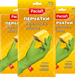 Перчатки резиновые Paclan с ароматом ананаса, S, M, L, 1 пара NEW