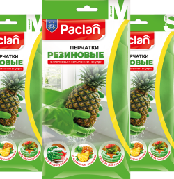 Перчатки резиновые Paclan с ароматом ананаса, S, M, L, 1 пара