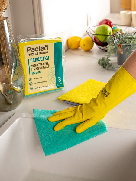 Салфетки вискозные Paclan Professional, 30х38 см, 3 шт.