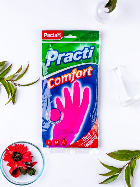 Перчатки резиновые Paclan Practi Comfort, S, M, L, 1 пара