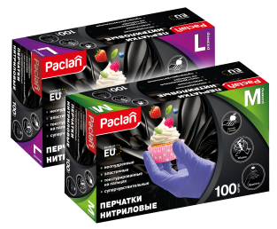 Перчатки нитриловые Paclan, M, L, 100 шт.