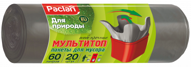 Пакеты для мусора Paclan ДЛЯ ПРИРОДЫ Мультитоп 60 л, 20 шт.