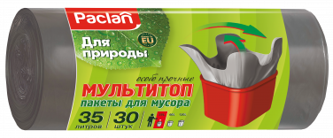 Пакеты для мусора Paclan ДЛЯ ПРИРОДЫ Мультитоп 35 л, 30 шт.