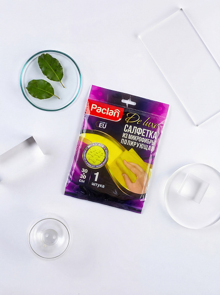 Салфетка из микрофибры, полирующая Paclan De luxe, 30х30 см, 1 шт.