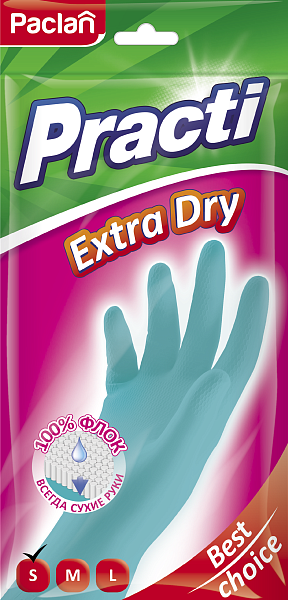 Перчатки резиновые Paclan Practi Extra Dry, S, M, L, 1 пара