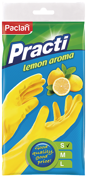 Перчатки резиновые Paclan Practi Lemon Aroma, S, M, L, 1 пара