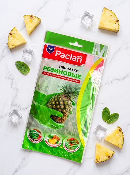 Перчатки резиновые Paclan с ароматом ананаса, S, M, L, 1 пара