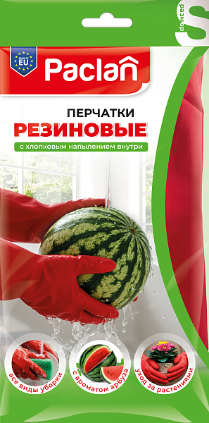 Перчатки резиновые Paclan с ароматом арбуза, S, M, L, 1 пара