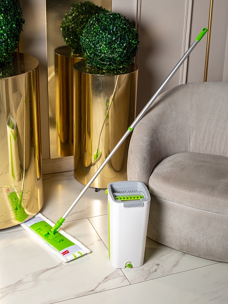 Насадка сменная из микрофибры с полирующими полосками для швабры Paclan Effect Green MOP, 1 шт.