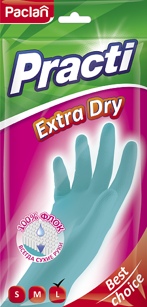 Перчатки резиновые Paclan Practi Extra Dry, S, M, L, 1 пара
