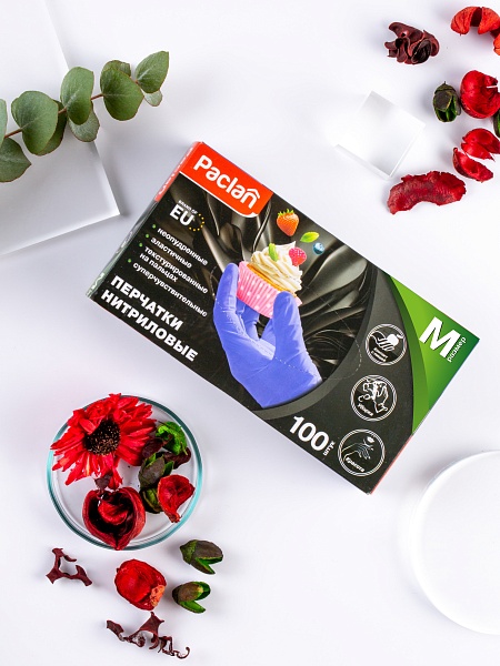 Перчатки нитриловые Paclan, M, L, 100 шт.