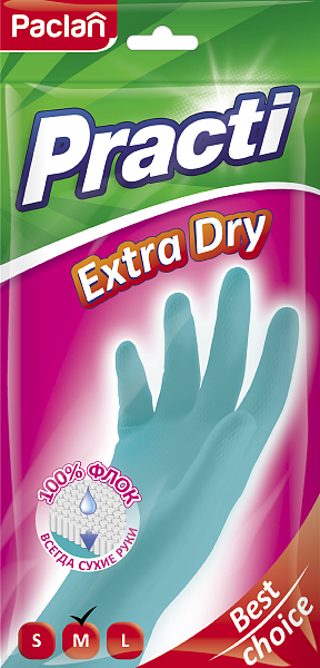Перчатки резиновые Paclan Practi Extra Dry, S, M, L, 1 пара